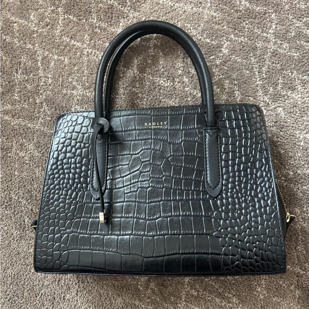 RADLEY LONDON Black Croc-Embossed Satchel - Perfect Condition